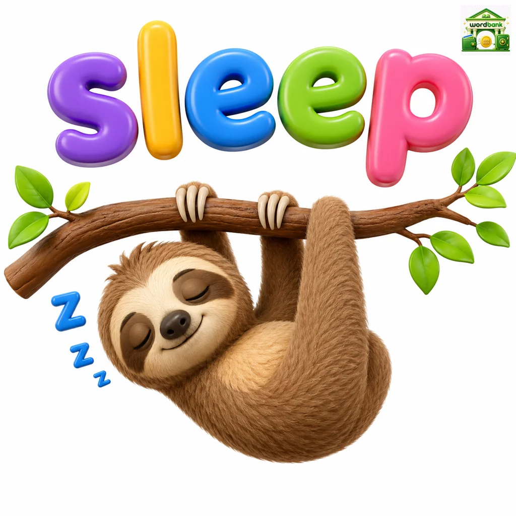 Uxlayotgan bola — sleep so‘zi uchun rasm
